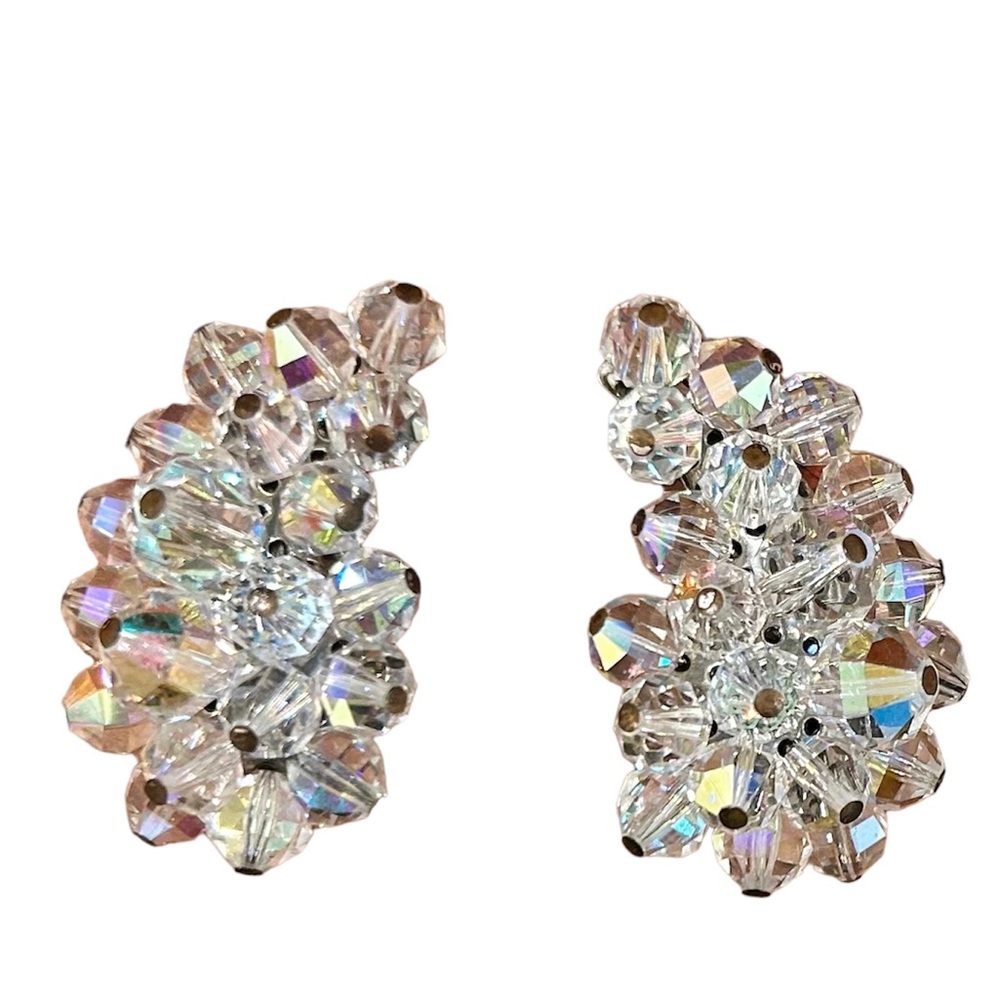 Vintage 50’s 60’s Laguna Arora borealis crystal earrings